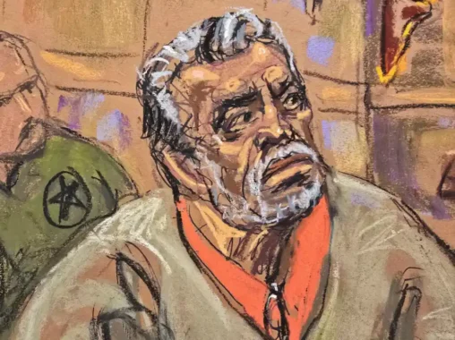 Accused Mexican former drug lord Ismael "El Mayo" Zambada appears in Brooklyn federal court, New York, U.S, October 18, 2024, in this courtroom sketch. REUTERS/Jane Rosenberg/File Photo Purchase Licensing Rights